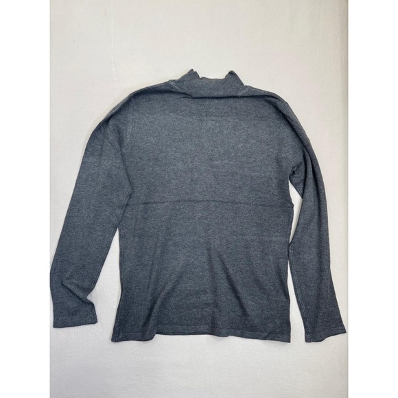 T Tahari Womens Mock Neck Sweater Top Size S Dark Grey Soft Knit Metallic Logo - Picture 3 of 7